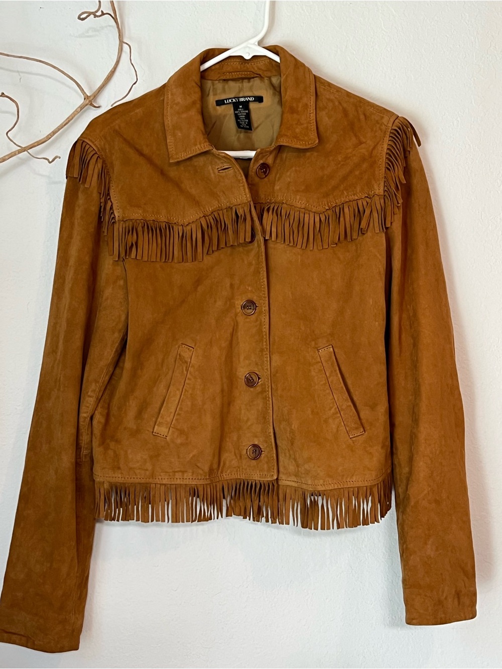 Women’s Lucky Suede Fringe Leather Jacket Size M Brown Western